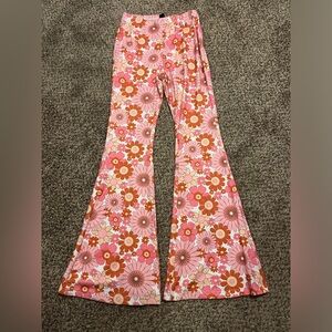 extra small petite pink and orange flare leggings
